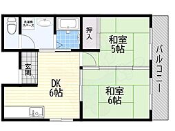 パティ建家町 2DKの間取図画像