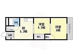 ノース大庄 2DKの間取図画像