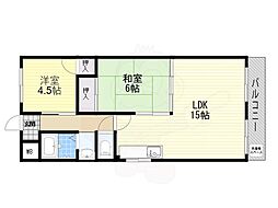 リバーハイツ小花 2LDKの間取図画像