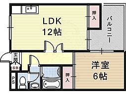 グランアルトピノ尼崎 1LDKの間取図画像
