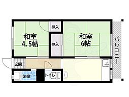 マサゴハイツ2 2DKの間取図画像