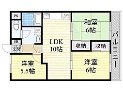 クリスタルハイツ 3LDKの間取図画像