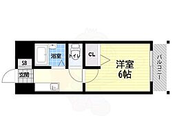 ローズコーポ阪神尼崎 1Kの間取図画像