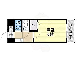 ローズコーポ阪神尼崎 1Kの間取図画像