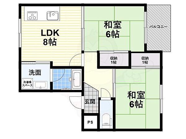 大阪府堺市堺区一条通(賃貸マンション2LDK・2階・45.00㎡)の写真 その2