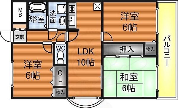 大阪府堺市西区浜寺船尾町東４丁(賃貸マンション3LDK・5階・60.19㎡)の写真 その2