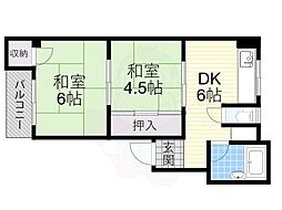丸栄マンション 2DKの間取図画像