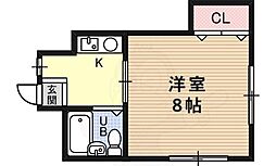 富士マンション 1Kの間取図画像