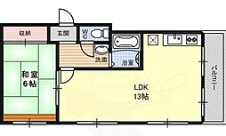 クレスト大津2 1LDKの間取図画像