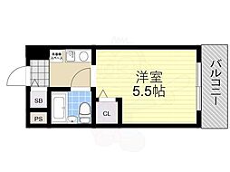 南海高野線 浅香山駅 徒歩9分の賃貸マンション 5階1Kの間取り