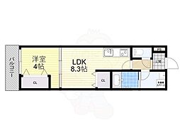 南海高野線 堺東駅 徒歩12分の賃貸アパート 2階1LDKの間取り