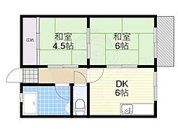 コーポ北野 2DKの間取図画像