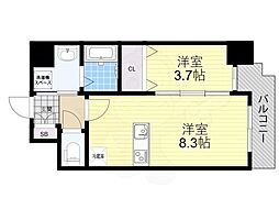 南海線 堺駅 徒歩10分の賃貸マンション 15階1LDKの間取り