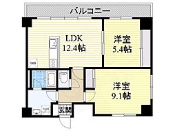 サザンクレスト堺東 2LDKの間取図画像