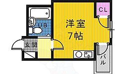 中之町TKハイツ 1Kの間取図画像