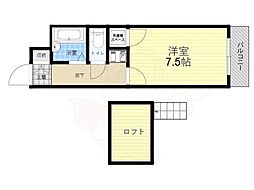 レジデンスパート4 1Kの間取図画像