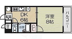 レジデンスパート4 1DKの間取図画像