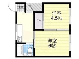 第2コーポ久由 2Kの間取図画像