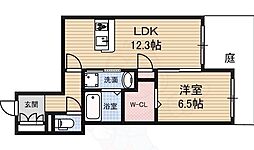ファイブコート上野芝 1LDKの間取図画像