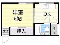 プレアール香ヶ丘 1DKの間取図画像