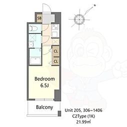 S-RESIDENCE堺altklas 1Kの間取図画像