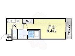 フジパレス湊1番館 1Kの間取図画像
