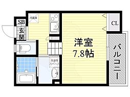 Luxe浜寺A棟 ワンルームの間取図画像