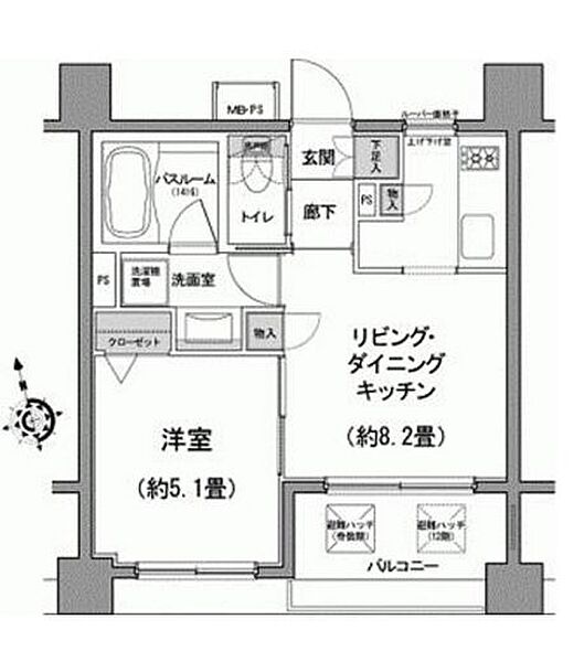 プレミアステージ麻布十番 802｜東京都港区三田１丁目(賃貸マンション1LDK・8階・32.70㎡)の写真 その2