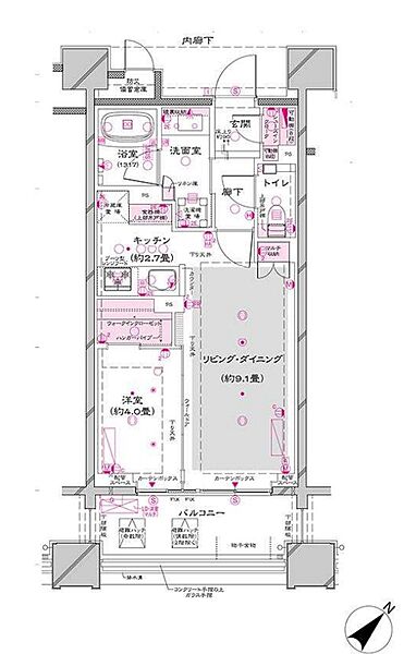 オーパスレジデンス銀座イースト 402｜東京都中央区築地７丁目(賃貸マンション1LDK・4階・40.42㎡)の写真 その2