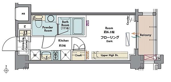 マスターズコート木場公園クレール 506｜東京都江東区木場５丁目(賃貸マンション1K・5階・21.28㎡)の写真 その2