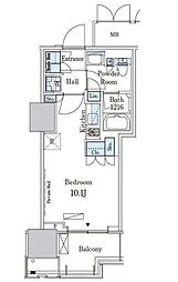 晴海フラッグ ポートビレッジ B棟（HARUMI FLAG） 15階ワンルームの間取り