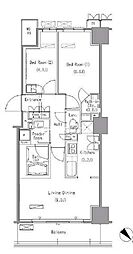 パークアクシス豊洲 2LDKの間取図画像