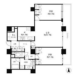 リバーポイントタワー 2LDKの間取図画像