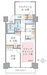 Brilliaist東雲キャナルコート 2SLDKの間取図画像