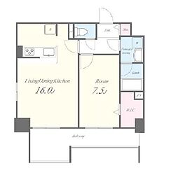 月島リバーサイドハイツ 1LDKの間取図画像