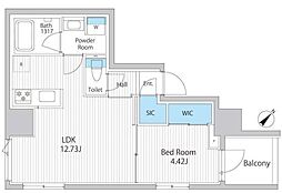 イプセ東京月島 1LDKの間取図画像