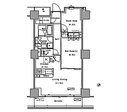 パークアクシス豊洲 1SLDKの間取図画像