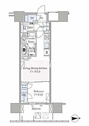 グランシテイタワー月島 1LDKの間取図画像
