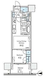 グランシテイタワー月島 1LDKの間取図画像