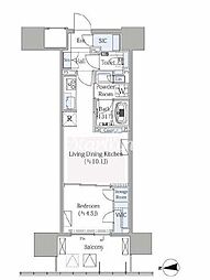 グランシテイタワー月島 1LDKの間取図画像