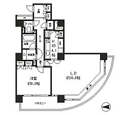 リバーポイントタワー 1LDKの間取図画像