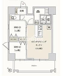 プライマル月島 2LDKの間取図画像