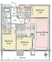 晴海フラッグ パークヴィレッジ T棟 3LDKの間取図画像