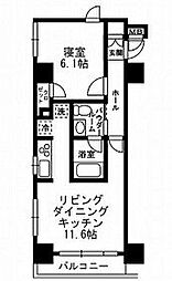 レジディア月島3 1LDKの間取図画像
