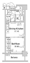 ParkAxis辰巳STAGE 1DKの間取図画像