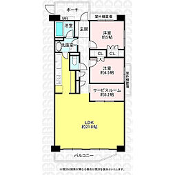 所沢パーク・ホームズ 2SLDKの間取図画像
