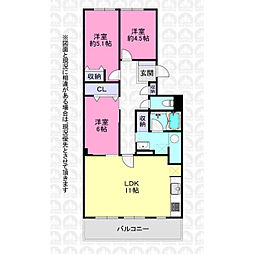恒陽狭山マンション 3LDKの間取図画像