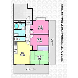 レクセル新狭山 3DKの間取図画像