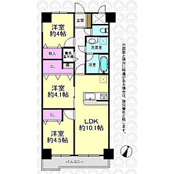 ライオンズマンション東村山第2 3LDKの間取り