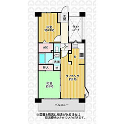 クリオ鶴瀬壱番館 2DKの間取図画像